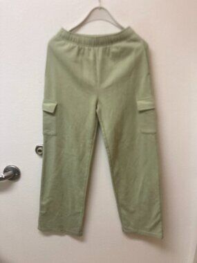 NOBO Green Cargo Wide Leg Sweatpants With Hand Pockets (S - 4-6)